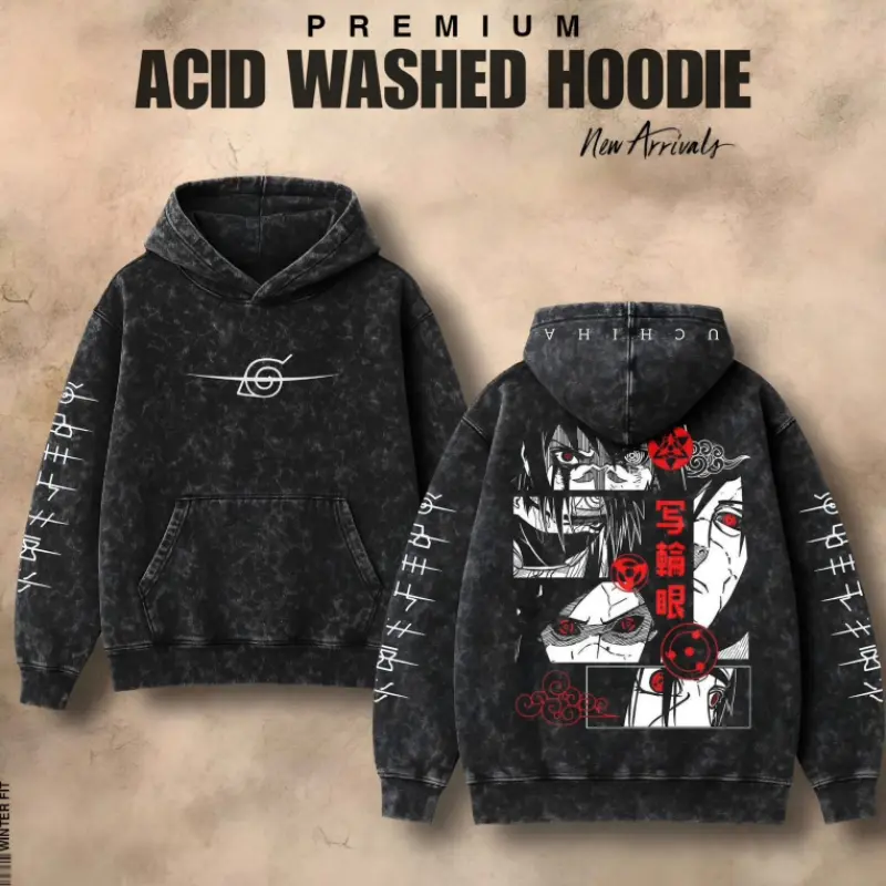 Printed Acid Wash Hoodies