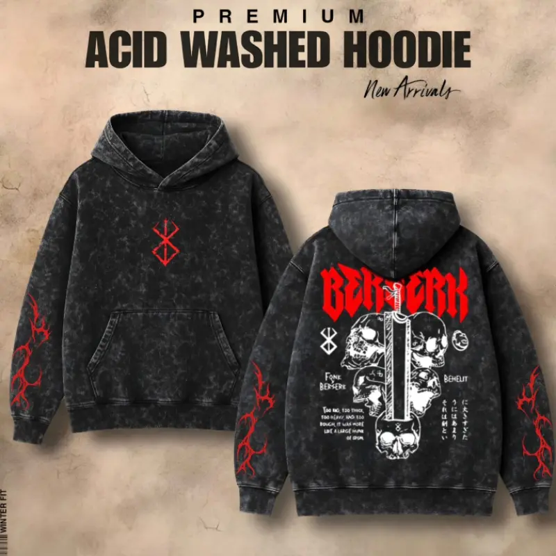 Printed Acid Wash Hoodies
