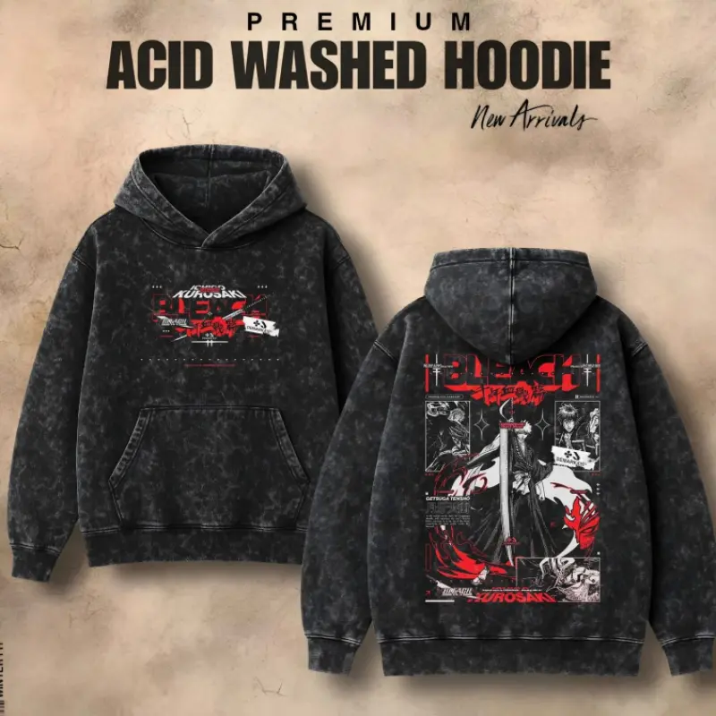 Printed Acid Wash Hoodies