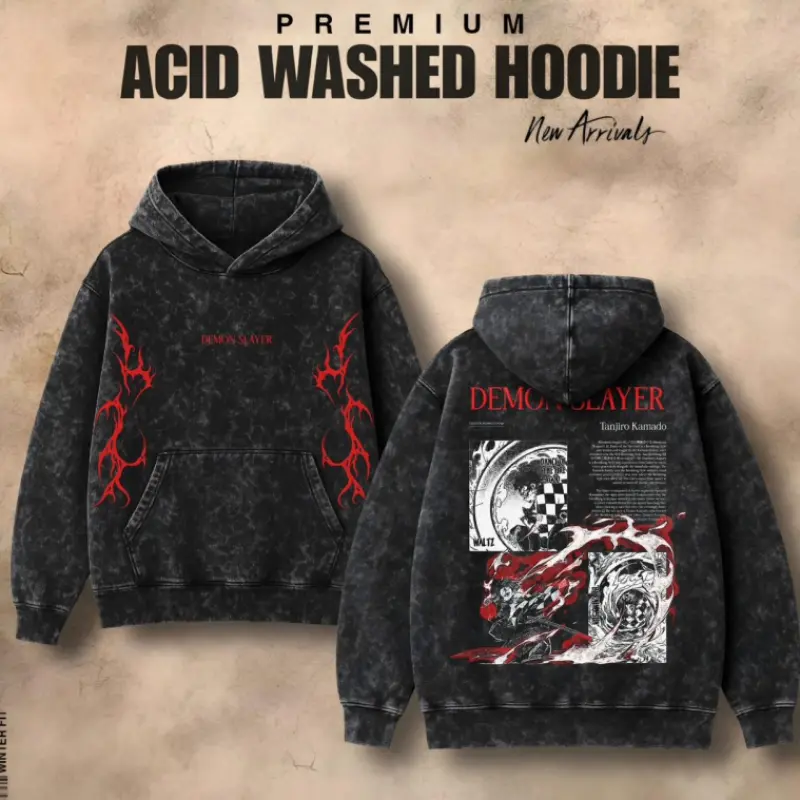 Printed Acid Wash Hoodies