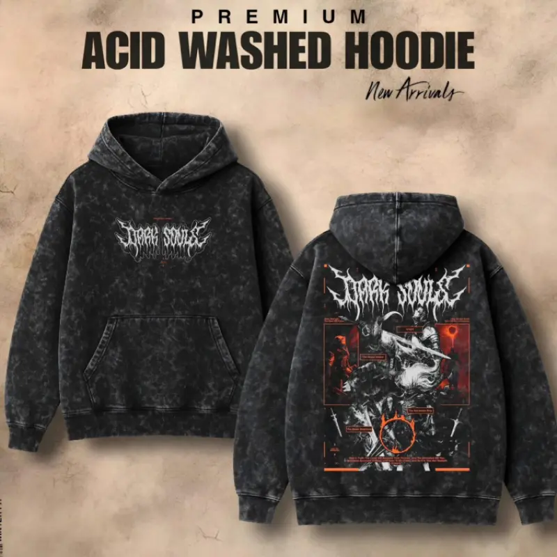 Printed Acid Wash Hoodies