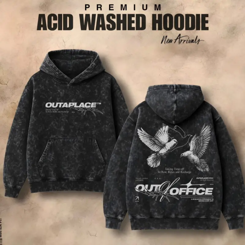 Printed Acid Wash Hoodies