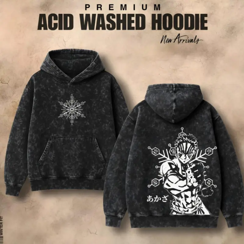 Printed Acid Wash Hoodies